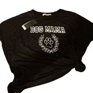 Dog Mama Womens Black Graphic Tee relaxed fit dog lovers comfort and style OS